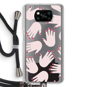 Hands pink: Xiaomi Poco X3 NFC Transparant Hoesje met koord
