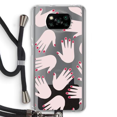 Hands pink: Xiaomi Poco X3 NFC Transparant Hoesje met koord