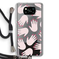Hands pink: Xiaomi Poco X3 NFC Transparant Hoesje met koord