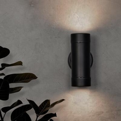 Otey - LED Wandlamp Zwart - GU10 4000K neutraal wit - 4 Watt 345 Lumen - IP44 waterdicht voor binnen en buiten - Up & Downlight - 3 jaar garantie - Polycarbonaat