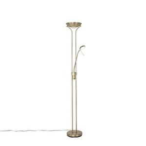 QAZQA Moderne vloerlamp brons met leeslamp incl. LED dim to warm -