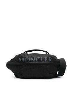 Moncler sac porté épaule Alchemy en cuir à logo imprimé - Noir