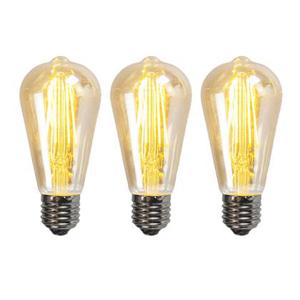 LUEDD Set van 3 E27 dimbare LED lampen ST64 goud 5W 450 lm 2200K