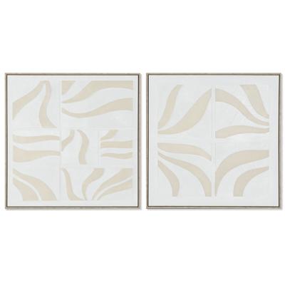 Schilderij Home ESPRIT Wit Beige Abstract Scandinavisch 83 x 4,5 x 83 cm (2 Stuks)