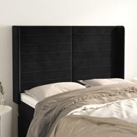 Hoofdbord met randen 147x16x118/128 cm fluweel zwart