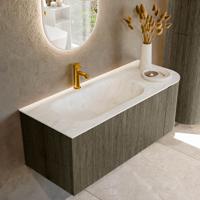 Badmeubel Mondiaz Kurve-Dlux | 115 cm cm | Meubelkleur Shadow | Wastafelkleur Opalo | Solid surface | Wasbak links zijde spoelbak | 1 kraangat