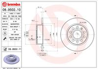 Remschijf BREMBO, Remschijftype: Massief, u.a. für Seat, VW, Skoda, Audi