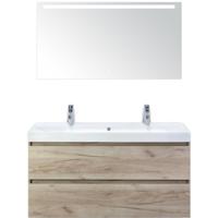 Maxx XL Badmeubelset 120 cm - Craft Oak - Wastafel Just Enkel 2 Kraangaten met LED Spiegel