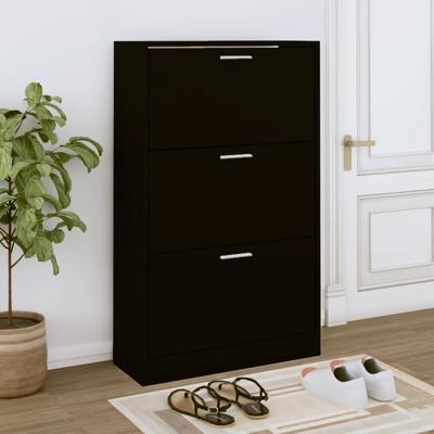 Schoenenkast 63x24x103 cm bewerkt hout zwart