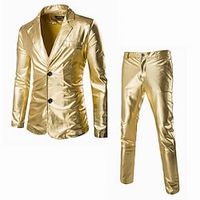 Schijf Jaren '80 Broeken Pakken en blazers Blazer met reverskraag Voor heren Glanzend metallic Effen Kleur Strijkijzer Kerstmis Feest Halloween Club Volwassenen Smoking Lente Herfst Lightinthebox