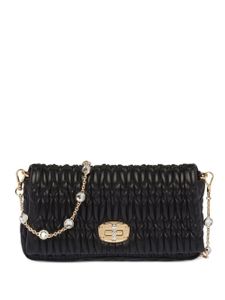 Miu Miu mini sac Miu Crystal en cuir Nappa - Noir