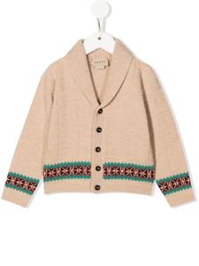 Gucci Kids cardigan en laine à logo carré - Tons neutres