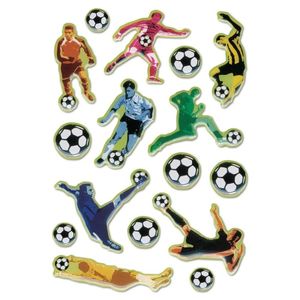 16x Voetbal stickers met 3D effect met zacht kunststof