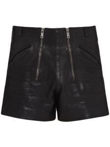 Prada short en cuir à double zips - Noir