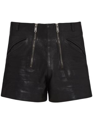 Prada short en cuir à double zips - Noir