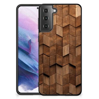 Houten Print Telefoonhoesje voor Samsung Galaxy S21 Plus Wooden Cubes