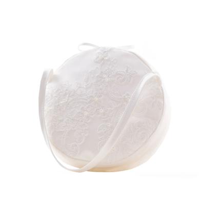 Retro Wedding Bridal Bag Round Lace & Strass Ivory