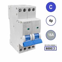 SEP krachtstroom installatieautomaat 16A INS36-4C16 4 polig C16 6kA (36mm) 3101654016