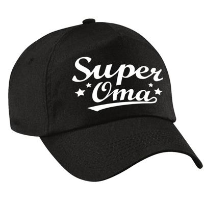Super oma cadeau tekst petje - baseball cap - zwart - voor volwassenen - cadeau voor oma - moederda Super oma cadeau tekst petje - baseball cap - zwart - voor volwassenen - cadeau voor oma - moederda
