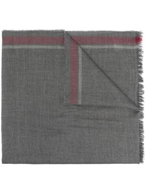 Brunello Cucinelli écharpe rayée à bords francs - Gris