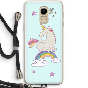 Regenboog eenhoorn: Samsung Galaxy J6 (2018) Transparant Hoesje met koord