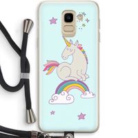 Regenboog eenhoorn: Samsung Galaxy J6 (2018) Transparant Hoesje met koord