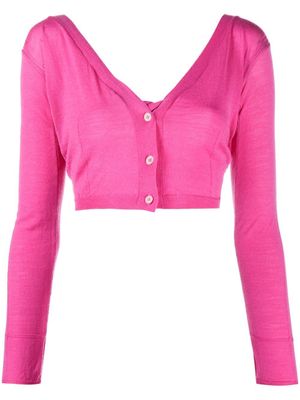 Jacquemus cardigan crop à boutonnière - Rose