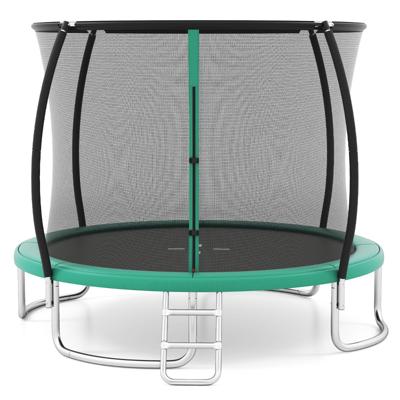 Buitentrampoline met Ladder Rond Tuintrampolin met Veiligheidsnet Randbedekking en Metalen Frame Ø366cm