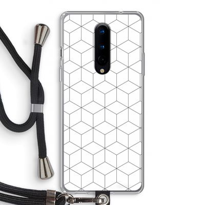 Zwart-witte kubussen: OnePlus 8 Transparant Hoesje met koord