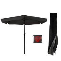 CUHOC Parasol - Zwart - Black Parasol met hoes - 3m - Stokparasol - Zwarte parasol met Redlabel Parasol hoes - thumbnail