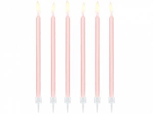 Taartkaarsjes licht roze 14cm - 12 stuks