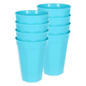 Verjaardag/kinder/camping drink bekers - 8x stuks - 300 ML - blauw - kunststof - onbreekbaar