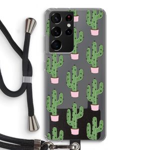 Cactus Lover: Samsung Galaxy S21 Ultra Transparant Hoesje met koord