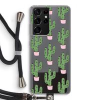 Cactus Lover: Samsung Galaxy S21 Ultra Transparant Hoesje met koord