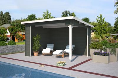 Outdoor Life Lara Blokhut 400x295 cm 28 mm vuren Green Grey-Wit gecoat- Lessenaarsdak- - Outdoor Life Outdoor Life Lara Blokhut 400x295 cm 28 mm vuren Green Grey-Wit gecoat- Lessenaarsdak- - Outdoor Life