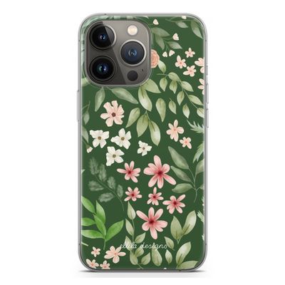 Botanical green sweet flower heaven: iPhone 13 Pro Transparant Hoesje