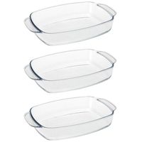 3x Glazen ovenschalen 27 x 17 cm