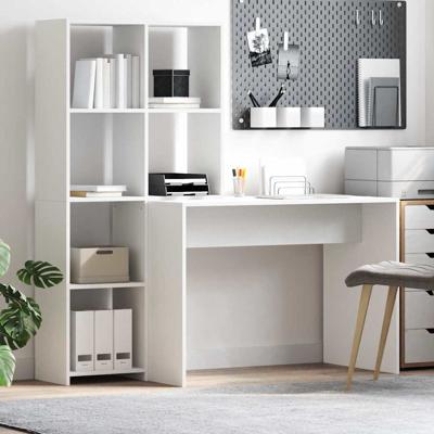 Bureau met plank Wit 138.5 x 55 x 143 cm Bewerkt hout