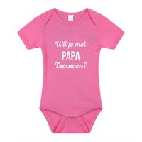 Wil je met papa trouwen huwelijksaanzoek baby rompertje roze meisjes