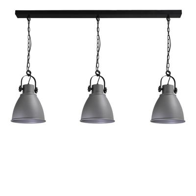 Masterlight Stoere eettafel hanglampIndustria 3x27 Bow 3-lichts zwart met betongrijs - 2007-00-00-B-K-130-3