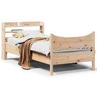 Bedframe met hoofdbord massief grenenhout 90x200 cm
