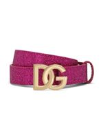 Dolce & Gabbana Kids ceinture en cuir à boucle logo - Rose - thumbnail