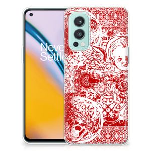 Silicone Back Case OnePlus Nord 2 5G Angel Skull Rood