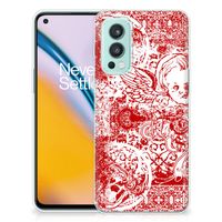 Silicone Back Case OnePlus Nord 2 5G Angel Skull Rood - thumbnail