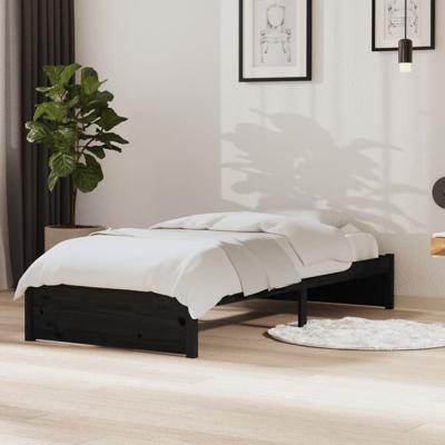 Bedframe massief hout zwart 90x190 cm
