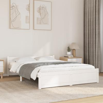 Bedframe massief hout wit 140x200 cm