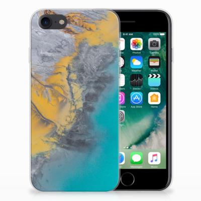 iPhone SE 2022 | SE 2020 | 8 | 7 | TPU | Siliconen hoesje | Marble Blue Gold