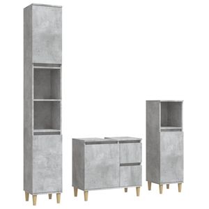 The Living Store Badkaastenset - Betongrijs - 65 x 33 x 60 cm (B x D x H) - Trendy ontwerp - Duurzaam materiaal