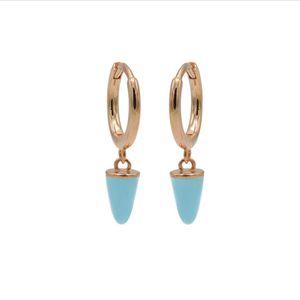 Karma Oorringen Hinged Hoops Emaille Cone Turquoise Rosé