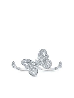 De Beers Jewellers bague deux doigts Portrait of Nature Butterfly en or blanc 18ct - Argent